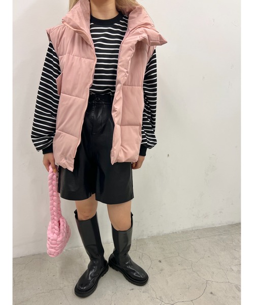 WC（ダブル シー）の「オーバーパファーベスト（ダウンベスト・レディース・ブラック/アイボリー/ピンク・FREE）」の4枚目の写真