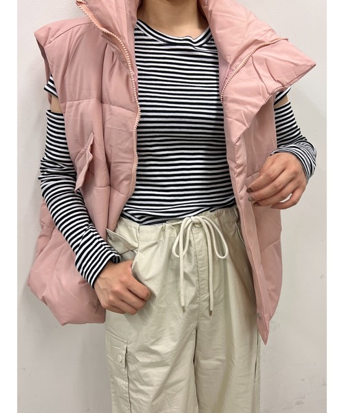 WC（ダブル シー）の「オーバーパファーベスト（ダウンベスト・レディース・ブラック/アイボリー/ピンク・FREE）」の7枚目の写真