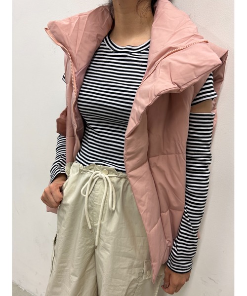 WC（ダブル シー）の「オーバーパファーベスト（ダウンベスト・レディース・ブラック/アイボリー/ピンク・FREE）」の8枚目の写真