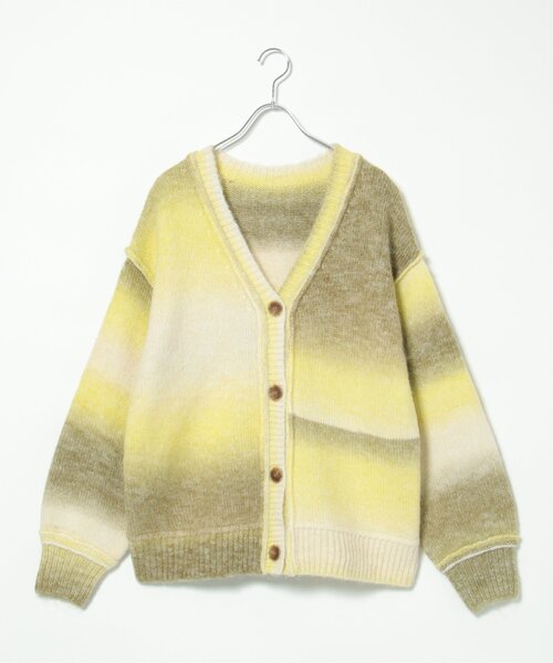 VENCEEXCHANGE（ヴァンスエクスチェンジ）の「グラデーションニットカーディガン／ミックスニット／カラーニット／カラーグラデーションニット/オーバーサイズ/レイヤード/ボリュームスリーブ（カーディガン/ボレロ・レディース・イエロー/ピンク/グリーン・FREE）」の21枚目の写真