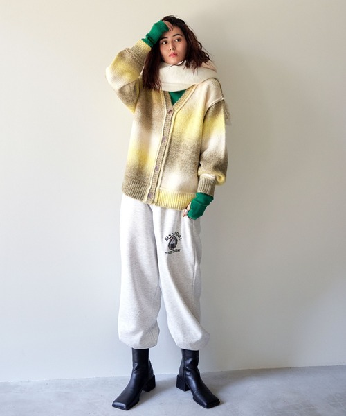 VENCEEXCHANGE（ヴァンスエクスチェンジ）の「グラデーションニットカーディガン／ミックスニット／カラーニット／カラーグラデーションニット/オーバーサイズ/レイヤード/ボリュームスリーブ（カーディガン/ボレロ・レディース・イエロー/ピンク/グリーン・FREE）」の7枚目の写真