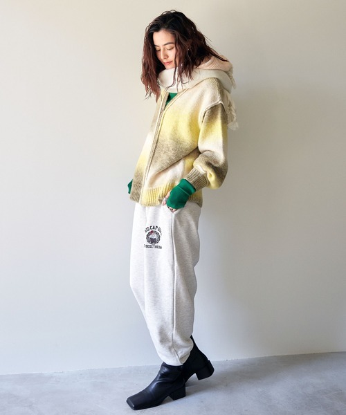 VENCEEXCHANGE（ヴァンスエクスチェンジ）の「グラデーションニットカーディガン／ミックスニット／カラーニット／カラーグラデーションニット/オーバーサイズ/レイヤード/ボリュームスリーブ（カーディガン/ボレロ・レディース・イエロー/ピンク/グリーン・FREE）」の8枚目の写真