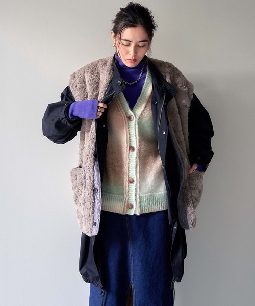 VENCEEXCHANGE（ヴァンスエクスチェンジ）の「グラデーションニットカーディガン／ミックスニット／カラーニット／カラーグラデーションニット/オーバーサイズ/レイヤード/ボリュームスリーブ（カーディガン/ボレロ・レディース・イエロー/ピンク/グリーン・FREE）」の15枚目の写真