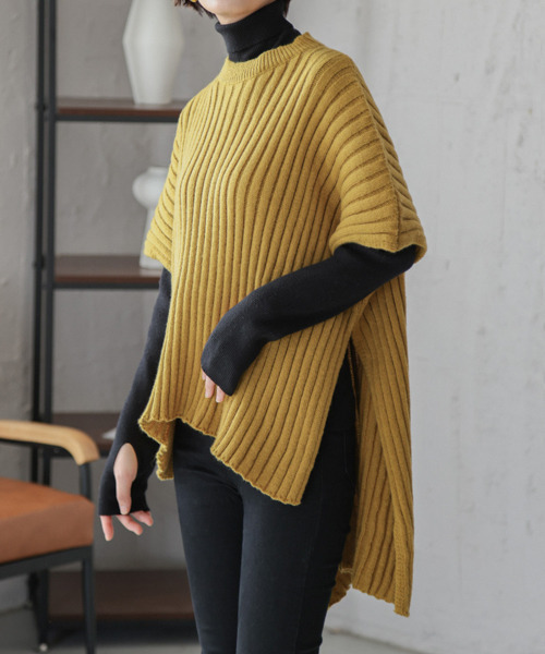 AMELY（エミリー）の「2wayアウターポンチョ（ポンチョ・レディース・ホワイト/ベージュ/マスタード/ブラック・フリー）」の4枚目の写真