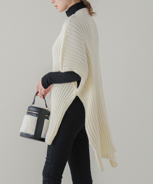 AMELY（エミリー）の「2wayアウターポンチョ（ポンチョ・レディース・ホワイト/ベージュ/マスタード/ブラック・フリー）」の8枚目の写真