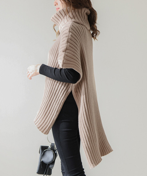 AMELY（エミリー）の「2wayアウターポンチョ（ポンチョ・レディース・ホワイト/ベージュ/マスタード/ブラック・フリー）」の9枚目の写真