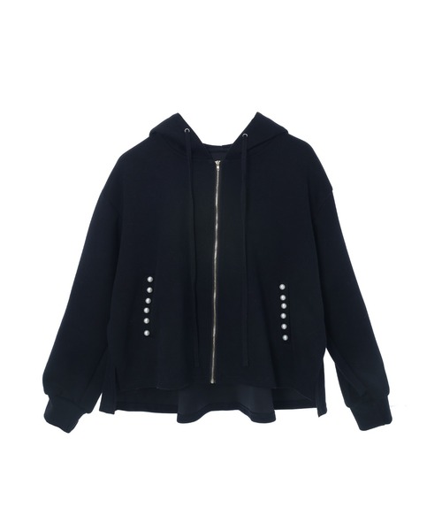 fifth（フィフス）の「パールデザインバックフリルパーカー（パーカー・レディース・ベージュ/ブラック・M）」の11枚目の写真