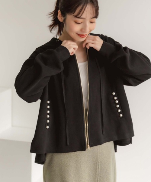 fifth（フィフス）の「パールデザインバックフリルパーカー（パーカー・レディース・ベージュ/ブラック・M）」の10枚目の写真