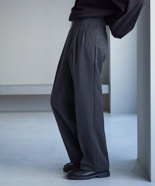 STRAIGHT SLACKS サイズ44 別注 WIDE ONE TUCK STRAIGHT SLACKS(1 GREY): JieDa: MENS｜CONZ
