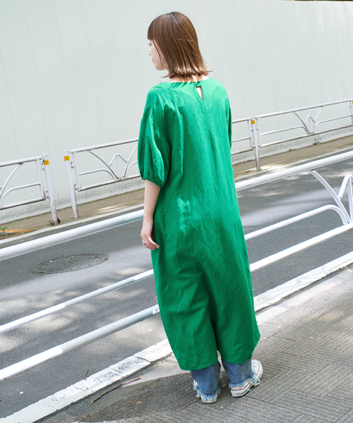 B.C STOCK（ベーセーストック）の「リネンレーヨンパフワンピース（ワンピース・レディース・ブラック/イエロー/ベージュ/グリーン・FREE）」の17枚目の写真