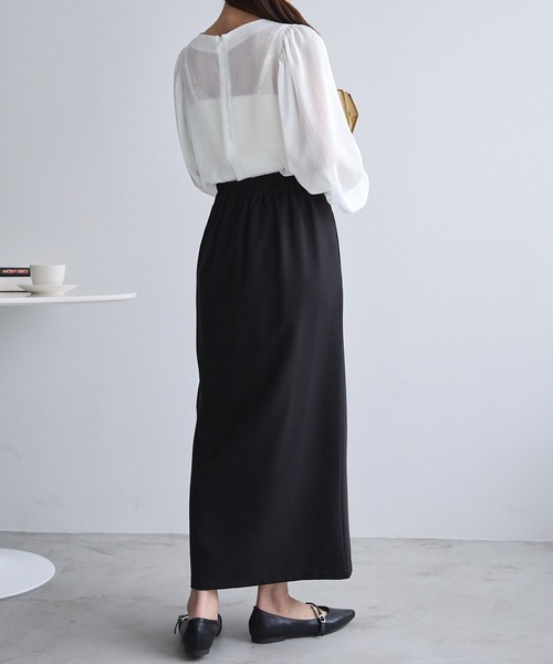 Chaco closet（チャコ クローゼット）の「シアークレープボリュームスリーブブラウス（シャツ/ブラウス・レディース・モカ/オレンジ/ベージュ/ライトカーキ/ブラック/ピンクベージュ/ブルーグレー/オフホワイト・FREE）」の17枚目の写真