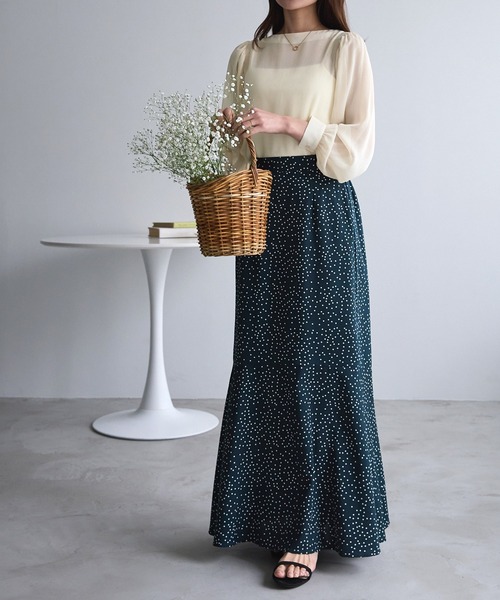 Chaco closet（チャコ クローゼット）の「シアークレープボリュームスリーブブラウス（シャツ/ブラウス・レディース・モカ/オレンジ/ベージュ/ライトカーキ/ブラック/ピンクベージュ/ブルーグレー/オフホワイト・FREE）」の22枚目の写真