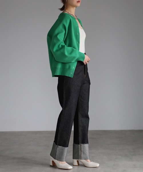 Bonjour Sagan（ボンジュールサガン）の「生デニムロールアップパンツ（デニムパンツ・レディース・インディゴブルー/ブラック・M/S）」の15枚目の写真
