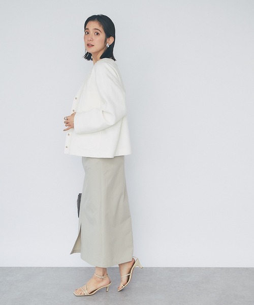 RIVE DROITE（リヴドロワ）の「華やかなのにカジュアルにも着れるグッドバランス/プードルツイードジャケット（ノーカラージャケット・レディース・ブルー/オフホワイト/ネイビー・FREE）」の19枚目の写真