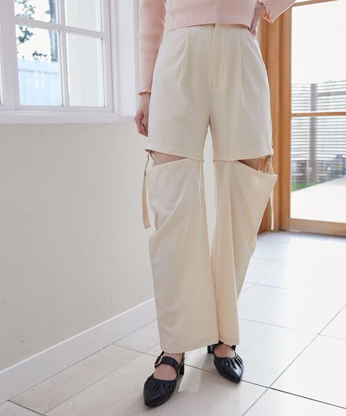MAJESTIC LEGON（マジェスティックレゴン）の「2wayカッティングパンツ（その他パンツ・レディース・アイボリー/ピンク/ライトグリーン・MEDIUM）」の2枚目の写真