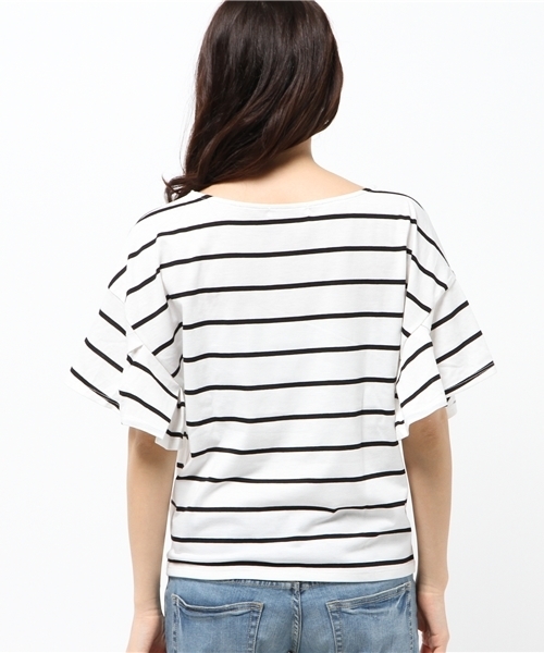 Chico（チコ）の「ラッフル袖TOPS（Tシャツ/カットソー・レディース・ホワイト×ブラック/ホワイト・FREE）」の6枚目の写真