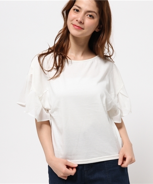 Chico（チコ）の「ラッフル袖TOPS（Tシャツ/カットソー・レディース・ホワイト×ブラック/ホワイト・FREE）」の11枚目の写真