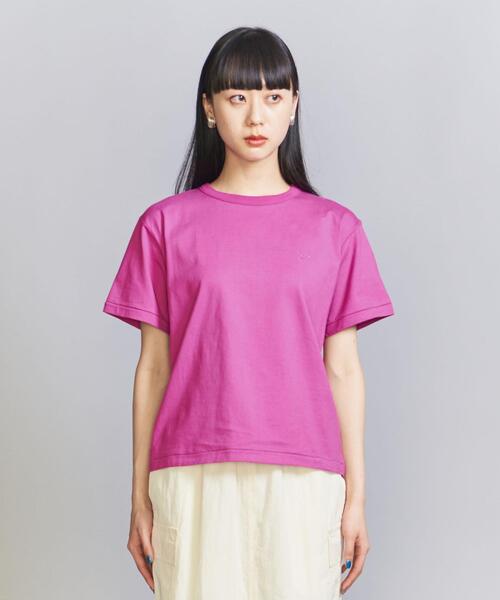 COOME（コーメ）の「＜COOME＞ロゴ刺繍 ショートスリーブ Tシャツ（Tシャツ/カットソー・レディース・ホワイト/パープル・M）」の6枚目の写真