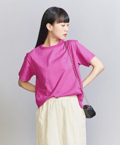 COOME（コーメ）の「＜COOME＞ロゴ刺繍 ショートスリーブ Tシャツ（Tシャツ/カットソー・レディース・ホワイト/パープル・M）」の5枚目の写真