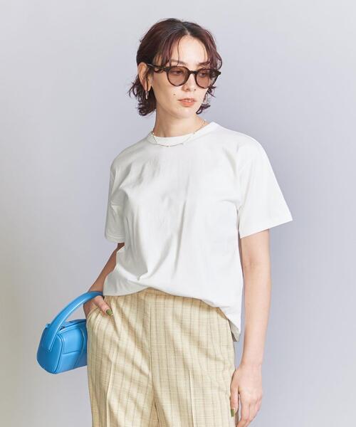 COOME（コーメ）の「＜COOME＞ロゴ刺繍 ショートスリーブ Tシャツ（Tシャツ/カットソー・レディース・ホワイト/パープル・M）」の7枚目の写真