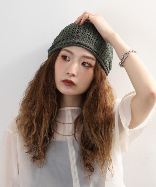 メッシュ編み ドライタッチニット帽（ニットキャップ/ビーニー