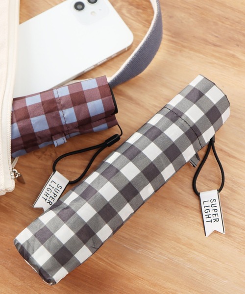 studio CLIP（スタディオクリップ）の「軽量ギンガムチェック折り畳み傘（折りたたみ傘・レディース・ブラウン/ブラック・FREE）」の9枚目の写真