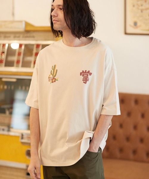 CAMBIO（カンビオ）の「mt8399- ベトジャン風ビッグシルエットTシャツ（Cactus）（Tシャツ/カットソー・メンズ・ベージュ/グレー/ホワイト・L/XL/M/S）」の5枚目の写真