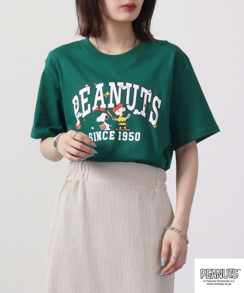 セール】PEANUTS スヌーピー ワンポイント半袖Tシャツ（Tシャツ