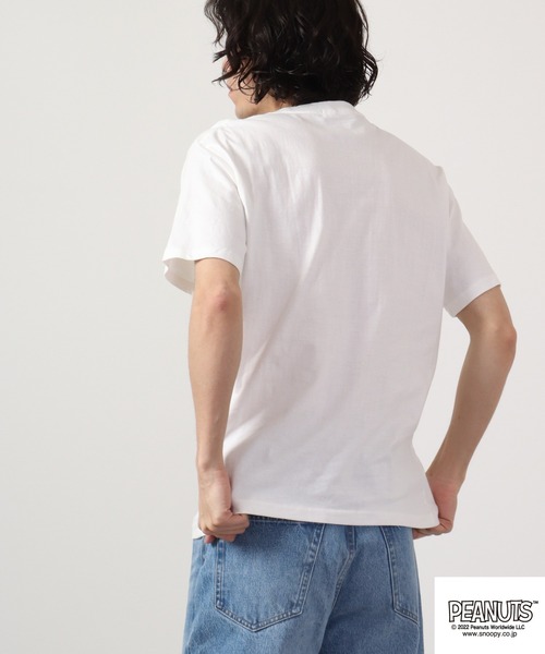 PEANUTS（ピーナッツ）の「PEANUTS スヌーピー ワンポイント半袖Tシャツ（Tシャツ/カットソー・メンズ・ホワイト系その他/グリーン/オフホワイト/ホワイト/レモンイエロー/グレイッシュブルー/ピンク/ネイビー/チャコール/チャコールグレー・L/LL/M/S）」の19枚目の写真