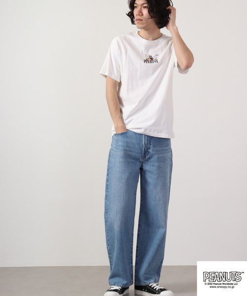 PEANUTS（ピーナッツ）の「PEANUTS スヌーピー ワンポイント半袖Tシャツ（Tシャツ/カットソー・メンズ・ホワイト系その他/グリーン/オフホワイト/ホワイト/レモンイエロー/グレイッシュブルー/ピンク/ネイビー/チャコール/チャコールグレー・L/LL/M/S）」の20枚目の写真