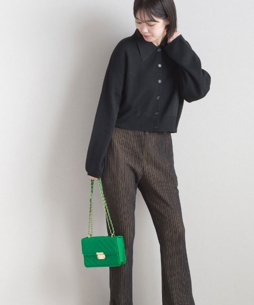 terrace(テラス)の「ニットポロシャツ ショート丈(ポロシャツ・レディース・ブルーグリーン/グレイッシュベージュ/ブラック/ピンク・MEDIUM)」の17枚目の写真