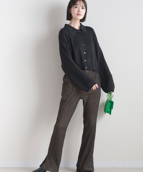 terrace(テラス)の「ニットポロシャツ ショート丈(ポロシャツ・レディース・ブルーグリーン/グレイッシュベージュ/ブラック/ピンク・MEDIUM)」の20枚目の写真