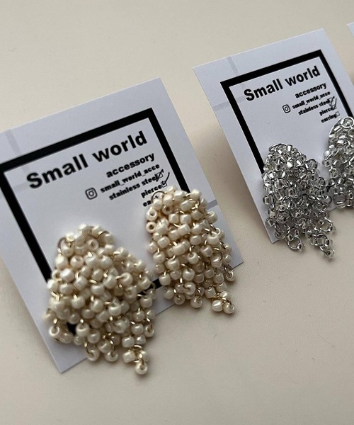 CERCA(チェルカ)の「small world/《Rain mini》ビーズボリュームピアス ミニタイプ(ピアス(両耳用)・レディース・シルバー/ベージュ/ブラック・FREE)」の13枚目の写真