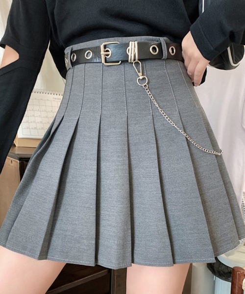 Jasmine Grandiflorum（ジャスミングランディフローラム）の「【Jasmine】プリーツミニスカート ベルト付き（スカート・レディース・ホワイト/ブラック/グレー・SMALL/LARGE/MEDIUM）」の3枚目の写真