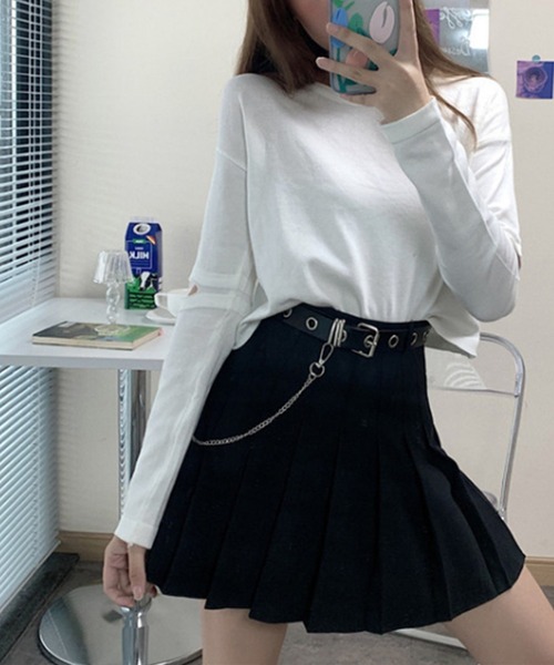 Jasmine Grandiflorum（ジャスミングランディフローラム）の「【Jasmine】プリーツミニスカート ベルト付き（スカート・レディース・ホワイト/ブラック/グレー・SMALL/LARGE/MEDIUM）」の13枚目の写真