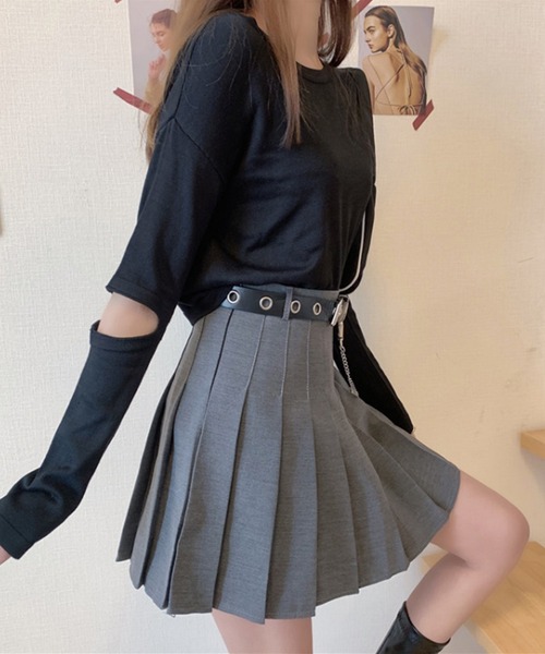 Jasmine Grandiflorum（ジャスミングランディフローラム）の「【Jasmine】プリーツミニスカート ベルト付き（スカート・レディース・ホワイト/ブラック/グレー・SMALL/LARGE/MEDIUM）」の9枚目の写真