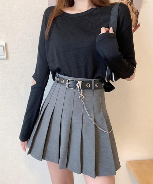 Jasmine Grandiflorum（ジャスミングランディフローラム）の「【Jasmine】プリーツミニスカート ベルト付き（スカート・レディース・ホワイト/ブラック/グレー・SMALL/LARGE/MEDIUM）」の8枚目の写真