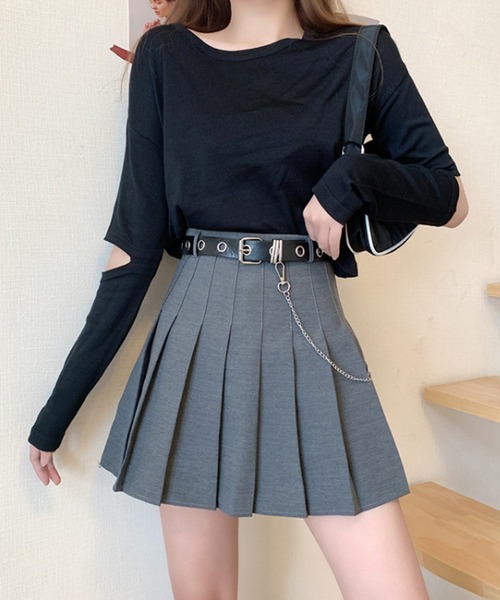 Jasmine Grandiflorum（ジャスミングランディフローラム）の「【Jasmine】プリーツミニスカート ベルト付き（スカート・レディース・ホワイト/ブラック/グレー・SMALL/LARGE/MEDIUM）」の7枚目の写真