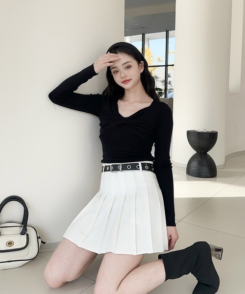 Jasmine Grandiflorum（ジャスミングランディフローラム）の「【Jasmine】プリーツミニスカート ベルト付き（スカート・レディース・ホワイト/ブラック/グレー・SMALL/LARGE/MEDIUM）」の20枚目の写真