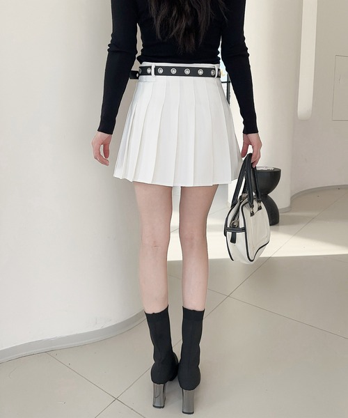 Jasmine Grandiflorum（ジャスミングランディフローラム）の「【Jasmine】プリーツミニスカート ベルト付き（スカート・レディース・ホワイト/ブラック/グレー・SMALL/LARGE/MEDIUM）」の21枚目の写真