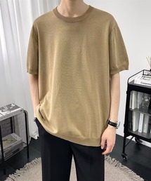 【Cloudstyle】クルーネック ショートスリーブ ニット Tシャツ