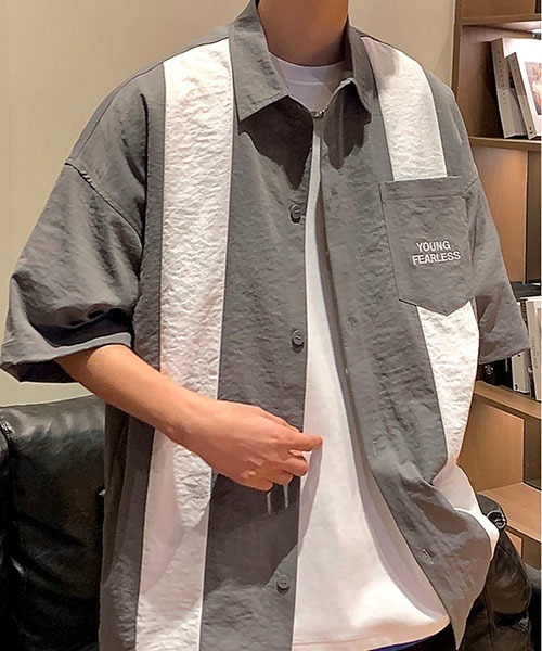 WESTBOY（ウエストボーイ）の「ルーズシルエットハーフスリーブシャツWOK23S2TP07【WB ORIGINALS】（シャツ/ブラウス・メンズ・ブラウン/グレー・M/XL/L）」の7枚目の写真