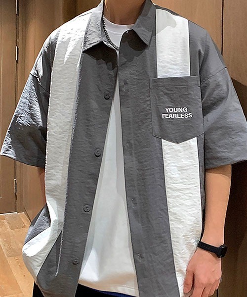 WESTBOY（ウエストボーイ）の「ルーズシルエットハーフスリーブシャツWOK23S2TP07【WB ORIGINALS】（シャツ/ブラウス・メンズ・ブラウン/グレー・M/XL/L）」の8枚目の写真