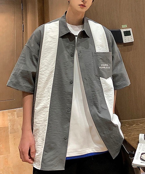 WESTBOY（ウエストボーイ）の「ルーズシルエットハーフスリーブシャツWOK23S2TP07【WB ORIGINALS】（シャツ/ブラウス・メンズ・ブラウン/グレー・M/XL/L）」の9枚目の写真