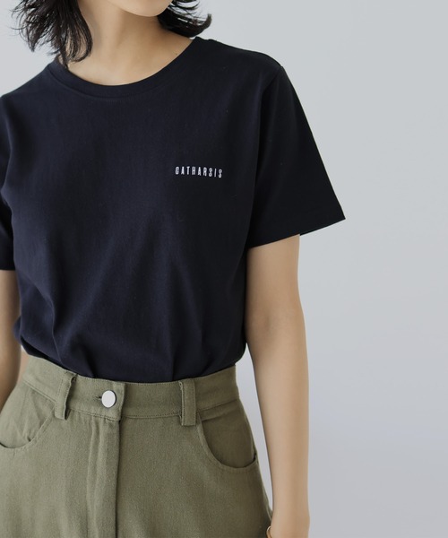  hellam（へラム）の「刺繍ロゴ コンパクトTシャツ（Tシャツ/カットソー・レディース・杢グレー/オフホワイト/ブラック/ネイビー・FREE）」の20枚目の写真