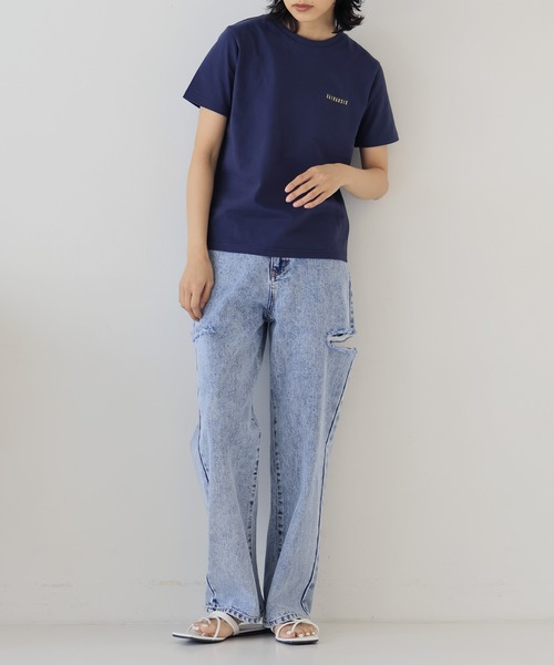 hellam（へラム）の「刺繍ロゴ コンパクトTシャツ（Tシャツ/カットソー・レディース・杢グレー/オフホワイト/ブラック/ネイビー・FREE）」の11枚目の写真