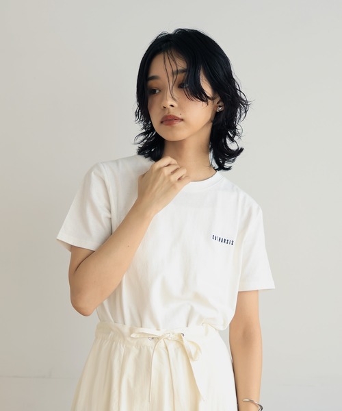  hellam（へラム）の「刺繍ロゴ コンパクトTシャツ（Tシャツ/カットソー・レディース・杢グレー/オフホワイト/ブラック/ネイビー・FREE）」の13枚目の写真