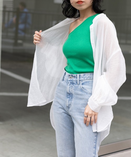 COLONY 2139（コロニートゥーワンスリーナイン）の「カップ付リブワンショル（タンクトップ・レディース・ホワイト/チャコールグレー/ブラック/イエロー/グリーン・FREE）」の20枚目の写真