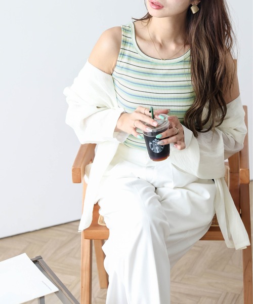 AMELY（エミリー）の「2wayリブタンクトップス（タンクトップ・レディース・ブラウン系その他/グリーン系その他/ブルー系その他/イエロー系その他・フリー）」の10枚目の写真