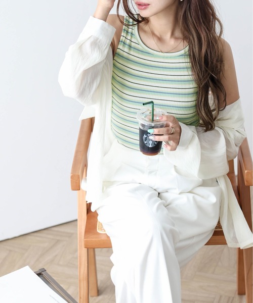 AMELY（エミリー）の「2wayリブタンクトップス（タンクトップ・レディース・ブラウン系その他/グリーン系その他/ブルー系その他/イエロー系その他・フリー）」の12枚目の写真